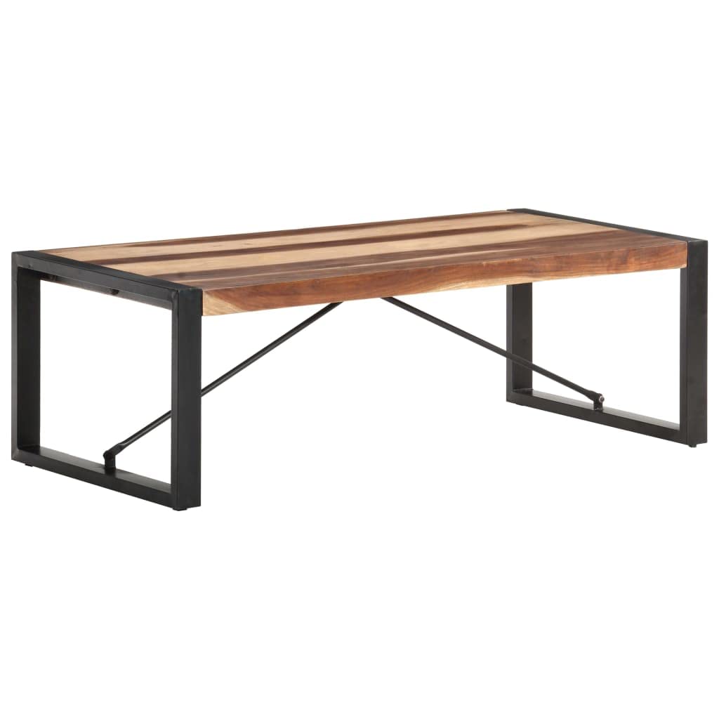 Table basse bois massif de style industriel pour un salon chaleureux et accueillant