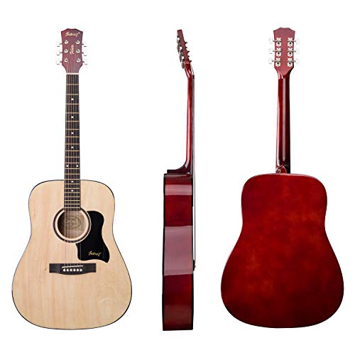 Image of JUAREZ Fiesta 41 Inch Acoustic Guitar with Dual Action Truss Rod, JRZ41C /NAT 21 Frets Rosewood Fretboard & Bridge, Bag, Strap, 2 Picks, Allen Key, Extra String Set, Natural