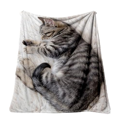 Bsbkoj - Manta de franela para gatos y sofá, decoración cálida para casa, invierno, sofá, oficina, otoño, Navidad, cumpleaños, amantes de los gatos
