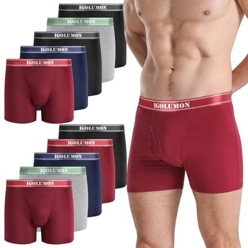 IGOLUMON Bamboo Mens Boxers Shorts Multipack 10 Pack Soft Comfortable Underwear Open Fly with Pouch Breathable Classic Fit Hipsters IGOLUMON Bamboo Mens Boxers Shorts Multipack 10 Pack Soft Comfortable Underwear Open Fly with Pouch Breathable Classic Fit Hipsters