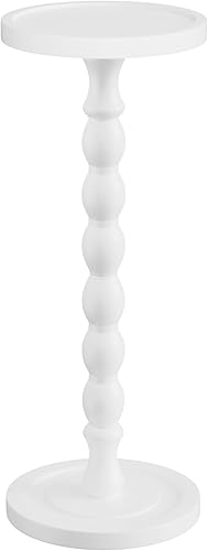 Miniatura 15 de Mesa auxiliar pequeña de madera de caucho, mesas auxiliares redondas de madera maciza para espacios pequeños, mesas de Martini, mesa de bebida con