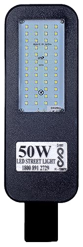 Image of PE 50W LED Street Light Pack of 2 with Wall Clamps - Waterproof IP65 Polycarbonate Body, 140 Lumens /Watt, Cool White for Road, Society, Compound Wall | 2 Year Warranty