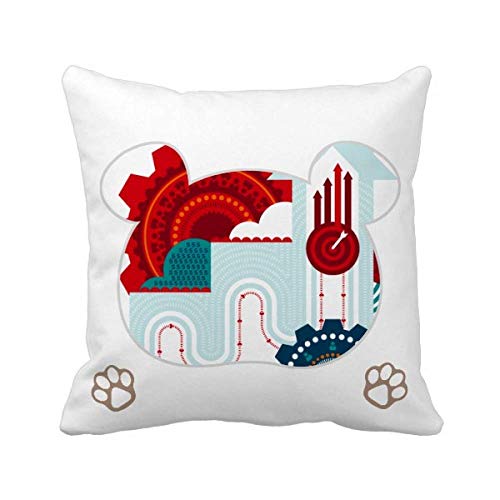 Housse de coussin ours de qualité premium au design carré bicolore