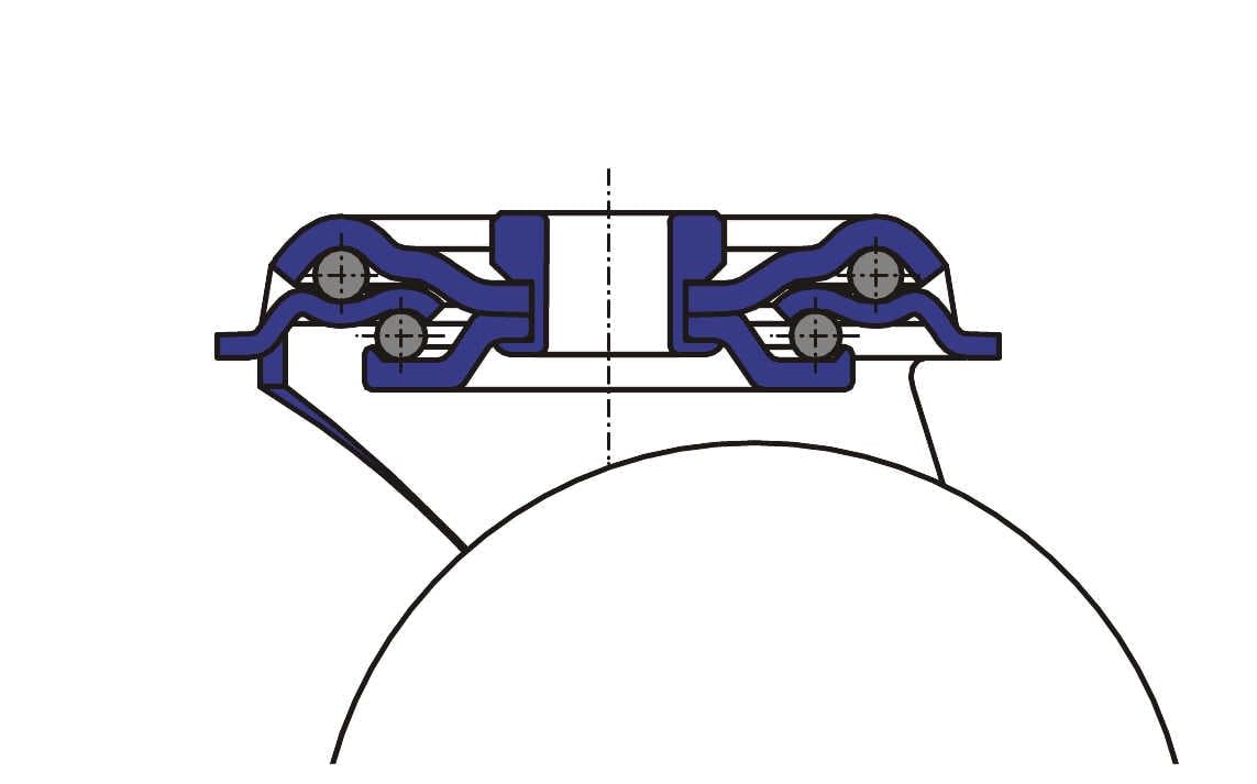 Rollentechnik Set di 4 mini ruote per carichi pesanti, 4 ruote girevoli Rollentechnik in poliuretano, diametro 35 x 27 mm, con foro posteriore, altezza 52 mm, portata 300 kg/set