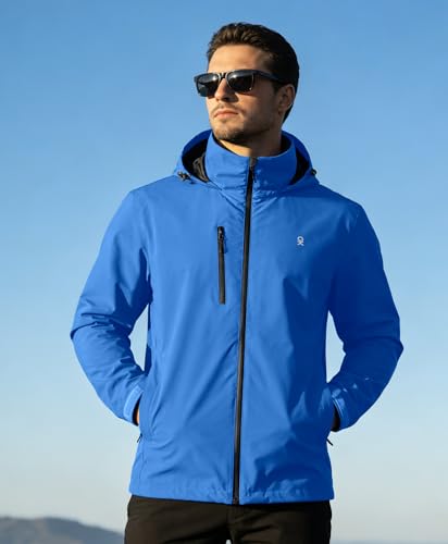 Image of Little Donkey Andy Mens Waterproof Rain Jacket Lightweight Windbreaker Hooded Jacket Packable Raincoat for Outdoor Hiking
