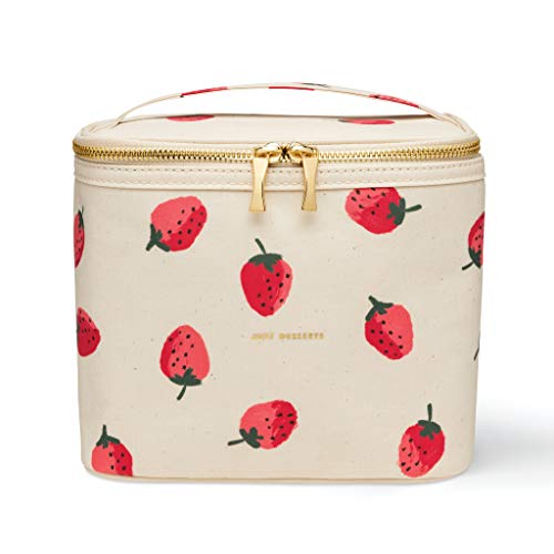 Kate Spade New York Lancheira térmica térmica macia com fecho de zíper duplo e alça de transporte, morangos