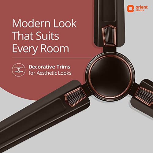 Image of Orient Electric Pacific Air Deco Ceiling Fan for Home | High Speed | Durable and Strong | 400 RPM | Decorative Fan | 1200mm (Smoke Brown, Pack of 1)