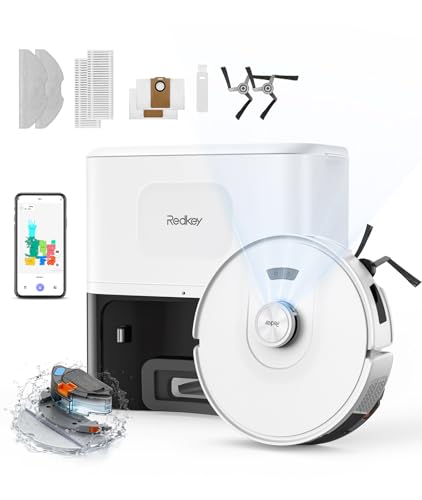 Redkey D8 Saugroboter mit Wischfunktion, 25.000Pa Saugkraft Saugroboter, 4L Staubsauger Roboter mit 
