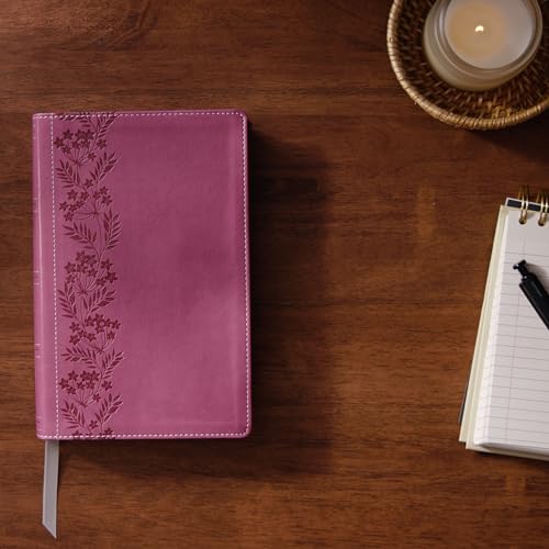 Image of NKJV Personal Size Large Print Bible with 43,000 Cross References, Pink Leathersoft, Red Letter, Comfort Print