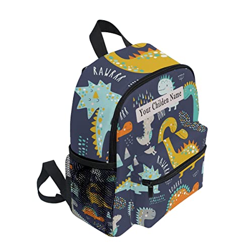 Orezi Custom Kid's Name Toddler Backpack,Personalized Backpack With Name/Text Daycare Bag,Customization Dinosaur Pattern Nursery Bag Preschool Backpack Baby Diaper Bag,Purple(Toddler Bag) #TOP1