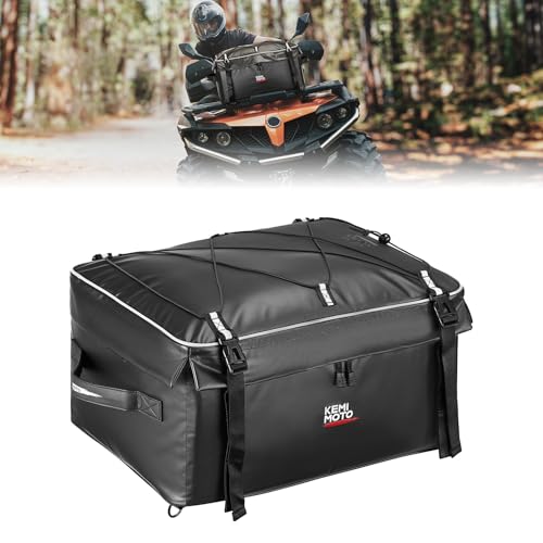 KEMIMOTO ATV Storage Bag for Front Rear Rack 900D Water-Resistant ATV Gear Bag with Adjustable Divider Board Waterproof Cover Cargo Bag Compatible With Polaris Sportsman Arctic Cat Kawasaki