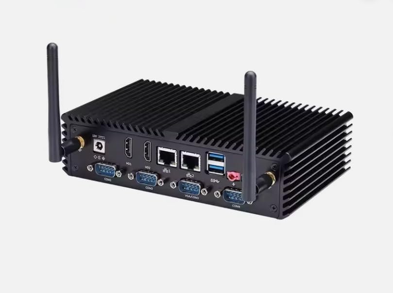 Q310p 3215u Mini PC COM Serial Port IPC POS Computer RS-232 4GB 32GB SSD Mini Desktop Computer, Fanless Mini Server with Dual Gigabit LAN/HDMI Display/USB3.0/RS232 NO OS