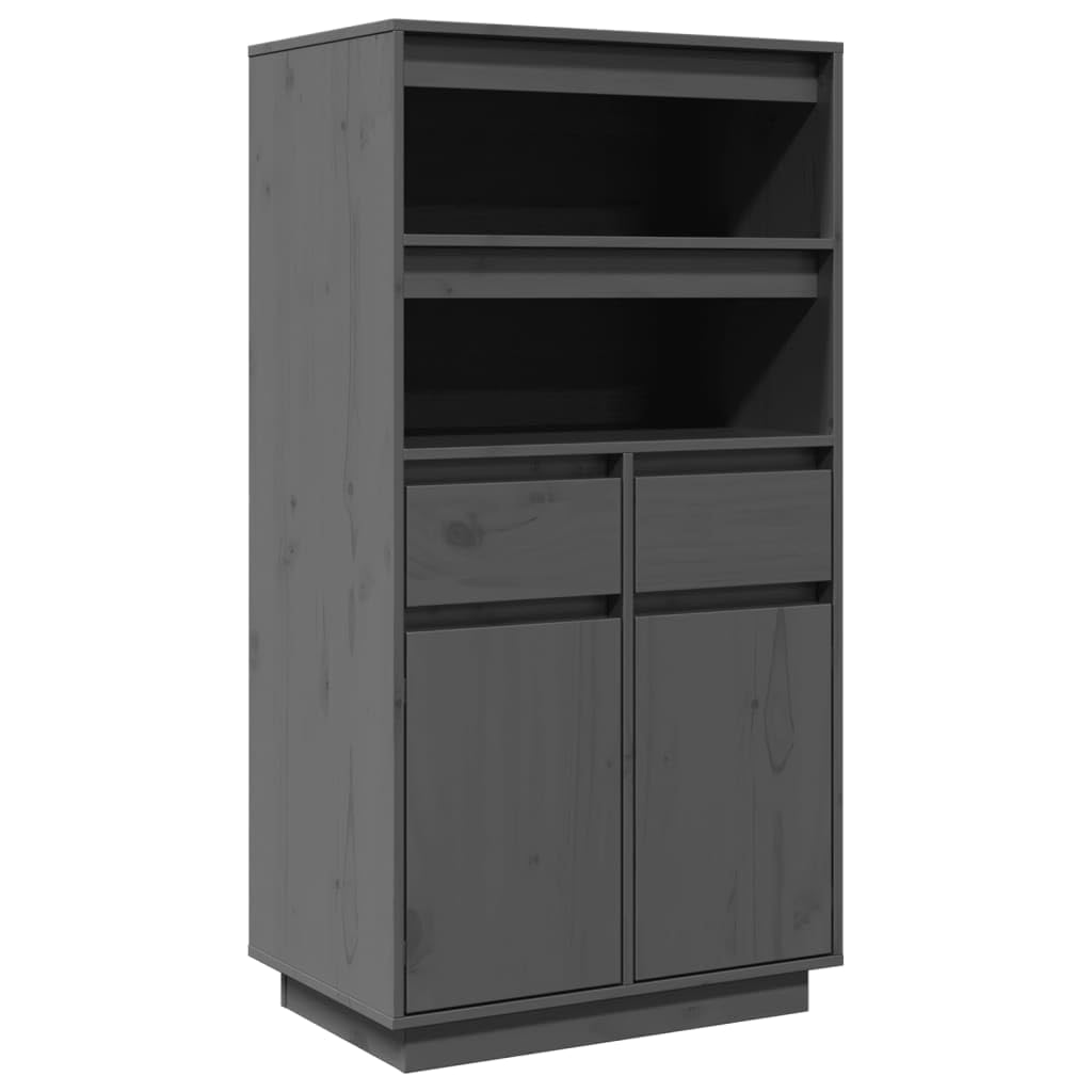 Aparador de madera maciza de 60x40x116,5 cm con 4 compartimentos