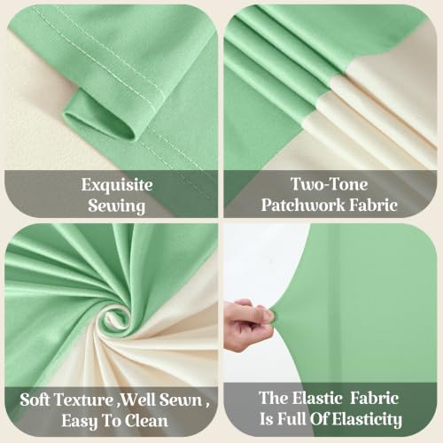 Image of 7.2FT 6FT Arch Backdrop Cover for Party, Set of 2 Stretchy Spandex Fitted Arch Stand Cover for Baby Shower, Birthday Wedding Decor, Chiara Backdrop Cover with Double-Sided Design(Beige, Green)