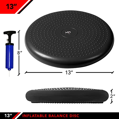 Image of JFIT Inflatable Balance Disc - 13 inch or 26 inch Large Wobble Cushion Trainer - Durable Exercise Balance Pad for Coordination, Stability, and Core - Home, Gym, and Pet Training