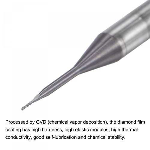 Image of uxcell End Mill CNC Router Bits, 0.3mm x 1.5mm 1 /8 inch Shank Diamond Film Coated Carbide Engraving Bit Milling Cutter Right Hand for PCB Plastic Fiber Wood 5pcs