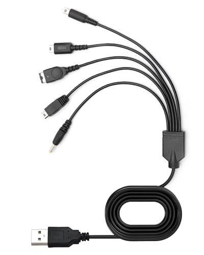 Cable de carga USB 5 en 1, compatible con consola Nintendo 3DS, New 3DS, 3DS XL, 2DS, DSi, DS Lite, PSP 1000 2000 3000, Wii U, GBA SP, cargador 3DS, cargador PSP, Nintendo DS