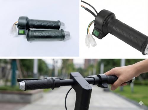 Image of Electric Scooter Handlebar Throttle Grip Set, Black Ergonomic Design with Power Switch, Wired Control System for Okinawa Praise Scooter