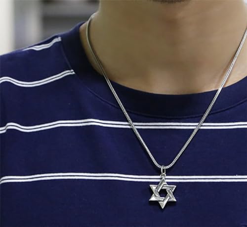 Collar de hexagrama unisex de plata esterlina con diseño minimalista 3