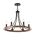 XZHGCEE Wagon Wheel Chandelier - Perfect Farmhouse Chandelier Dining Room Light Fixture and Black Chandelier - 6 Light Rustic Metal Chandeliers with Candle Lights, No Bulbs