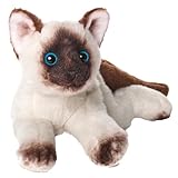 Bearington Lil’ Cleo Siamese Cat: Hand-Sewn 8” Long Stuffed Plush Cat with Ultra-Soft Faux-Fur,Fuzzy Paws & Premium Fill, Birthday, Anniversary, Valentine’s Day Gift for Animal Lovers, Cat Owners