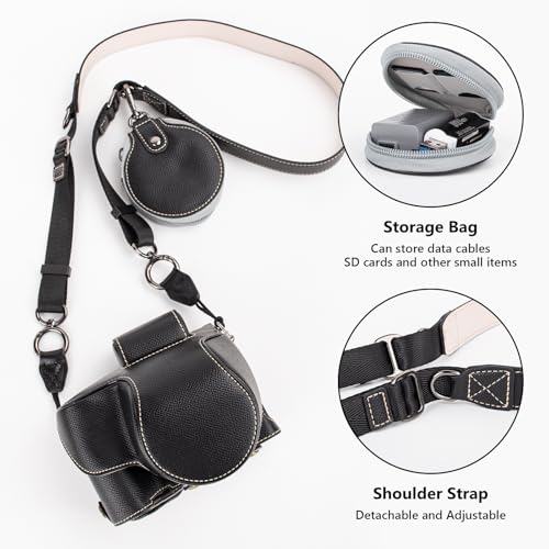 Funda de cuero PU para cámara Nikon Z50 II con correa y bolsillo miniatura 5