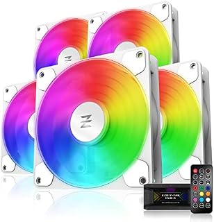 EZDIY-FAB Cube Fan Pro RGB Case Fan 120mm with Fan Hub X and Remote, 5V 3PIN ARGB Fans, Motherboard Aura Sync, High Performance Cooling Fan, Fan Speed Control,Quiet Fan- 5 Pack-White
