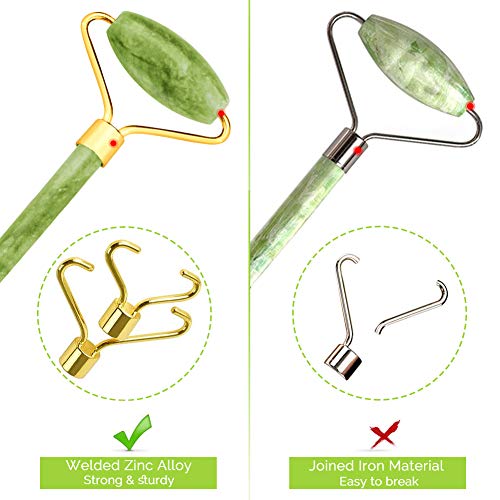 Dsenfurn Gua Sha Facial Tools Set And Jade Roller For Face, Jade Roller, 100% Real Natural Stone Beauty Jade Facial Roller Massage Tool For Face Eyes Neck Body – Anti Aging Beauty Treatment #TOP3