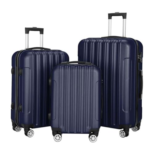3-in-1 Suitcase Luggage Set - Large Capacity Spinner Wheels - Navy Blue Travel Carry On