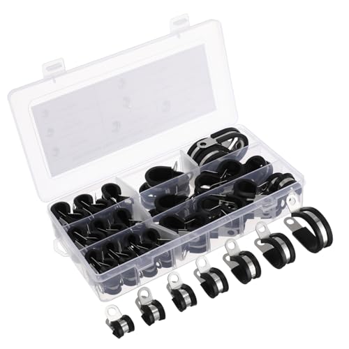 ULTECHNOVO 72 Pcs Screw Clamp Pipe Clamp Metal Clamps Wire Clamp Brake Line Clamp Hose Clamp Kit Conduit Clamp Tube Clamps Strap Clamps Cable Clamp Electric Wire Clip Stainless Steel
