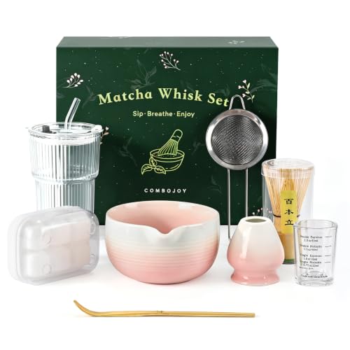 ComboJoy Matcha Set Complete Matcha Kit with matcha whsik pink