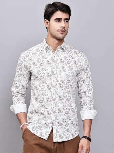 Image of Majestic Man Pure Cotton Slim Fit Printed Casual Shirt for Men