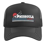 Missoula Montana Vintage Mountains Pride Trucker Hat with Adjustable Mesh Back, Black