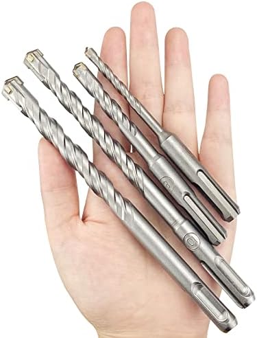 8pcs SDS Plus Electric Hammer Impact Drill Bit Standard Cross Drill Bit Drill Holes Performance Set, for Concrete Masonry Ceramic Tile Stone Metal Wood Plastic (5mm-12mm, Silver)