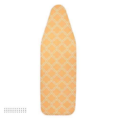Image of Encasa XO Ironing Board Cover with 3mm Thick Felt Pad for Steam Press (Fits Standard Medium Boards of 112x34 cm) Heat Reflective, Scorch & Stain Resistant, Printed - Peach Tiles
