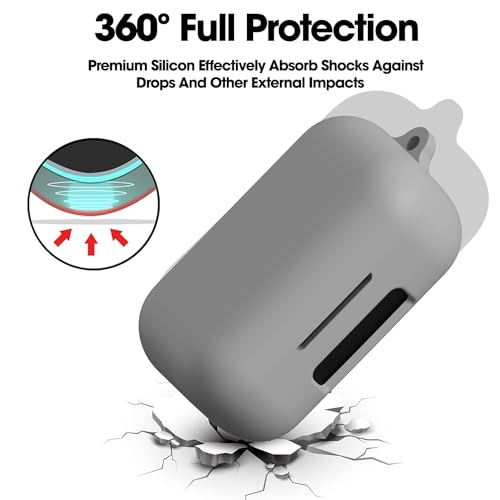 Image of Sounce Case Cover for Boult Audio AirBass PowerBuds, 360 Protection, Shockproof Design, Scratch Resistant, Silicone Case with Keychain (Front LED Visible) - Grey