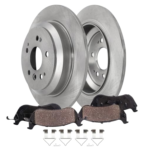 Image of Detroit Axle - Rear Brake Kit for 2019-2025 Honda Passport 2016-2022 Pilot | 2017-2025 Ridgeline, Disc Brake Rotors Ceramic Brake Pads 2018 2020 2021 2023 2024 Replacement 12.95 inch inch