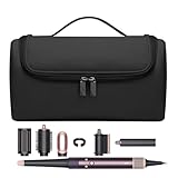 BUBM Travel Case Compatible with Dyson Airwrap Complete Styler and Attachments, Portable Storage Bag with Metal Hanging Hook for Airwrap All Models, Long Barrel, Hair Curler Accessories (Black)