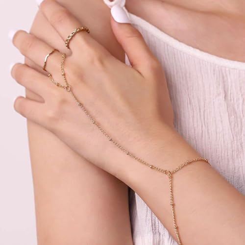 Hand Chain Bracelet for Women Dainty Gold Bracelets Trendy Ring Bracelet Hand Chain Hand Jewelry Gifts for Women4