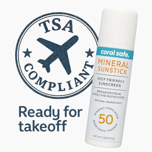 Reef Safe Sunscreen SPF 50 Facestick - Biodegradable, Hawaii & Mexico Approve, Zinc, Vitamin E, Oxybenzone & Octinoxate Free, Water Resistant, Natural Ingredients, Made in USA by Coral Safe