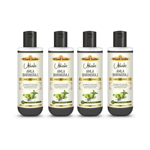 Image of Khadi Amla & Bhringraj Hair Shampoo | Reduces Hair Fall, Promotes Thick Hair | Ayurvedic, Chemical-Free Cleanser for All Hair Types - 840 (Pack of 4)