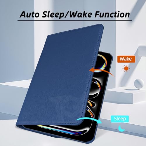 Image of TGK Rotating Case for iPad Pro 11 Inch M5 2025 /M4 2024 Model A3357 /A3358 /A3359 /A2836 /A2837 /A3006, Cover for 6th /5th Gen iPad Pro 11 inch (Dark Blue)