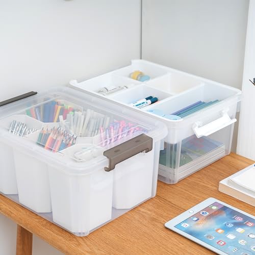 Image of Citylife 17QT 2-Pack Storage bins with Lid 6 Marker inserts Buildable Lid