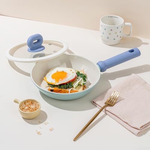 Sartén antiadherente de hierro forjado con revestimiento, parte inferior plana para freír y freír tareas de cocina (cubierta A+)