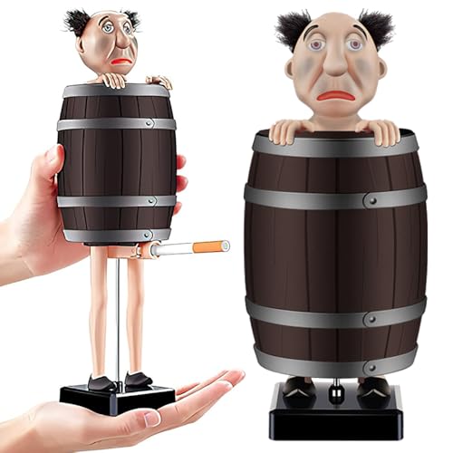 XEERUN Sigarettendispenser, grappig, grappig cadeau voor Kerstmis, automatisch pop-up houten vat, sigarettendoosje voor 10 sigaretten, parodie sigarettendoosje, smeerspeelgoed, cadeau voor man
