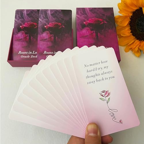 Roses in Love Oracle Cards Deck, Oracle Cards for Beginners, Oracle Deck Help You delve into Your Love Life and Help You Move Towards Your Highest self.
