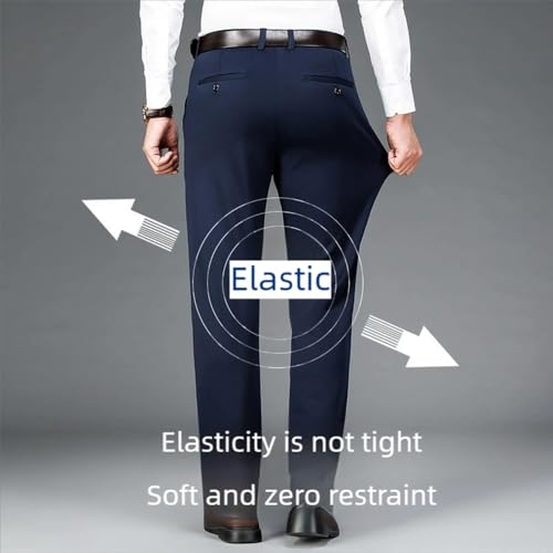 TimelessFlex- Men's High Stretch Straight Fit Pants, Calormas Slim Mens Pants, Silamone Stretch Pant Ice Silk Dress Trousers4