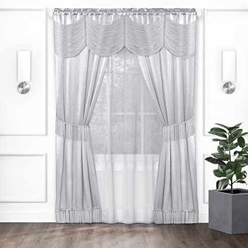 ACHIM Halley Window Curtains, 6-Piece Set - 56 Inch Width,