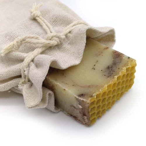 Jabón natural de Miel y Propóleo en bolsa de yute - Previene la sequedad en la piel - Reduce el acné - Higiene íntima - Especial en bolsa para regalo