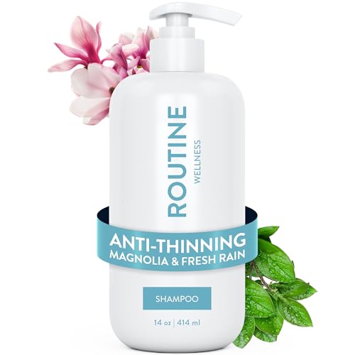 Image of Routine Wellness Anti-Thinning Volumizing Shampoo - Magnolia & Fresh Rain | Clinically tested shampoo for thinning hair with biotin, pea peptides, saw palmetto oil, color safe, sulfate free
